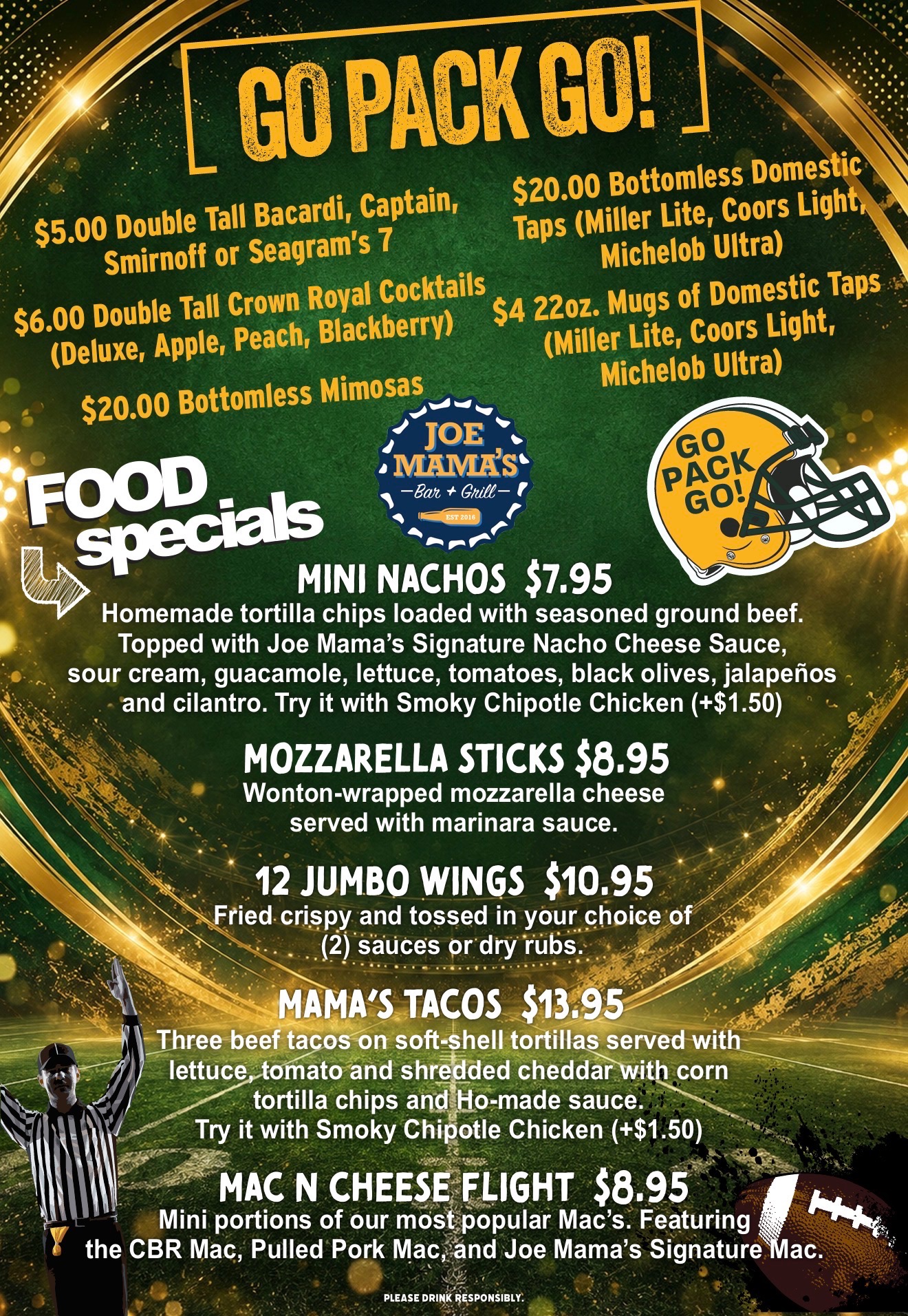 Joe Mama's Game Day Specials